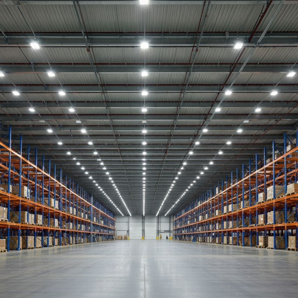 Industrial warehouse lighting installation for bulk orders