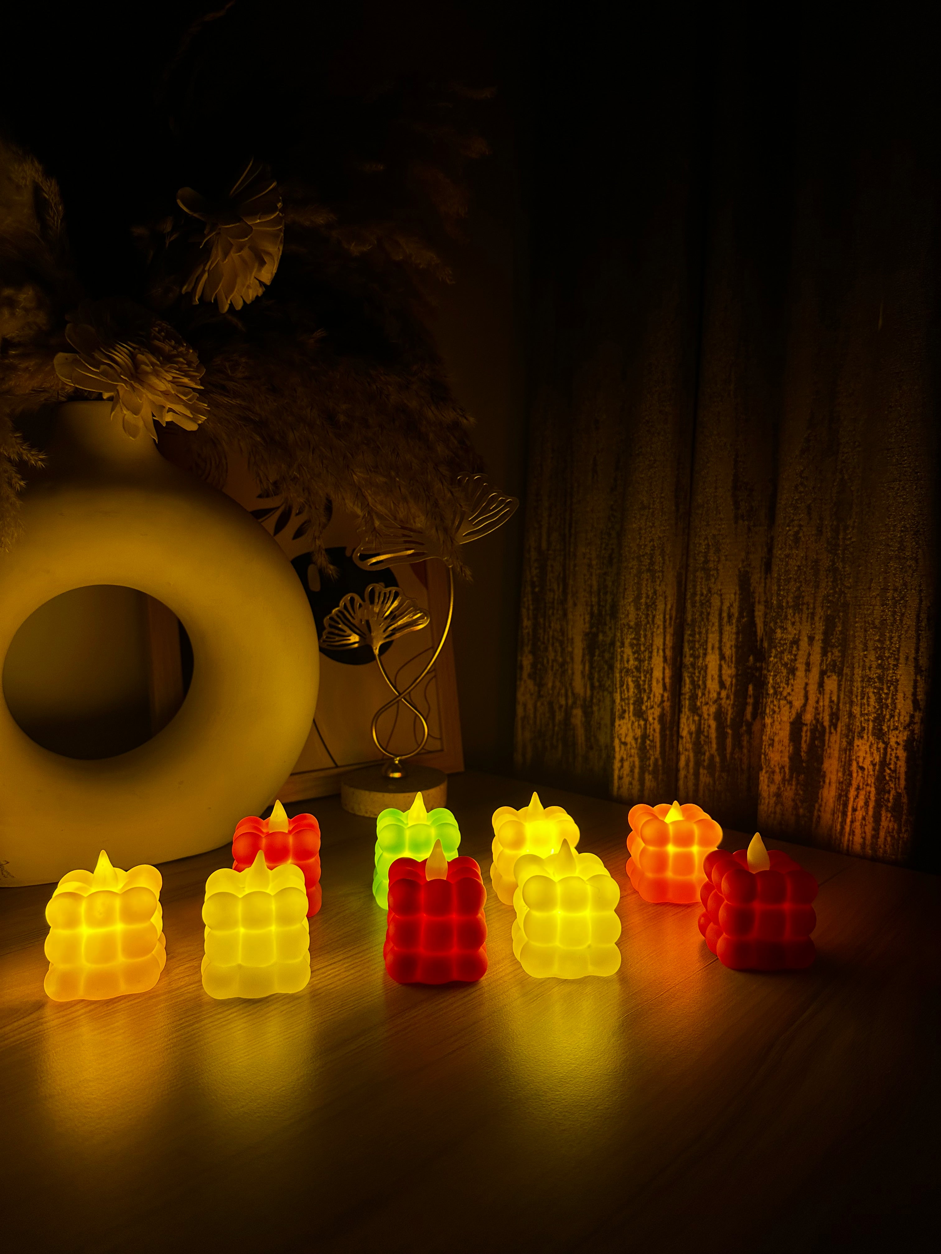 Cubical LED Smokeless Candle Light Box