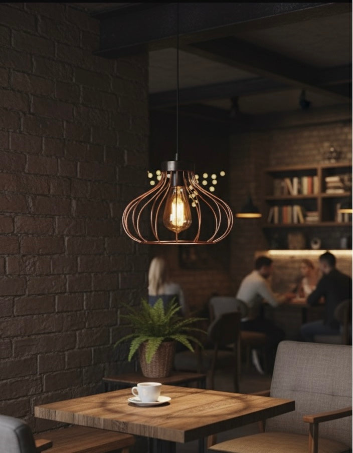 Edison Cage Pendant Light - Industrial Chic with a Warm Glow