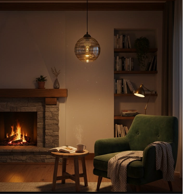 Glass Hanging Light with stripes