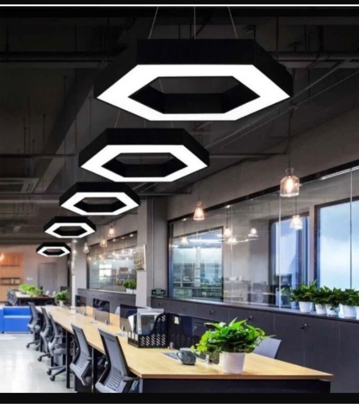 Hanging Shapes Office/Gym  LED lights
