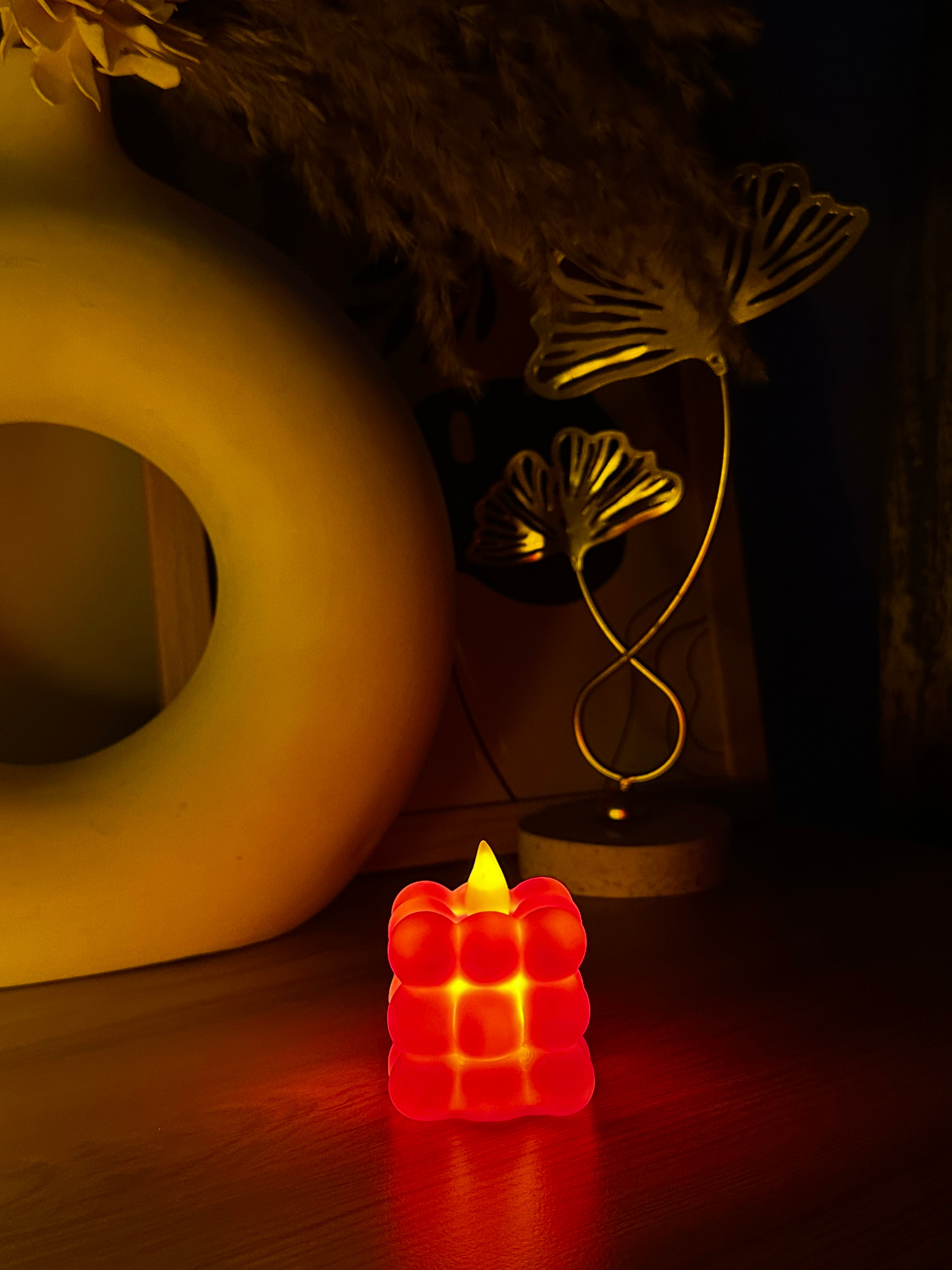 Cubical LED Smokeless Candle Light Box
