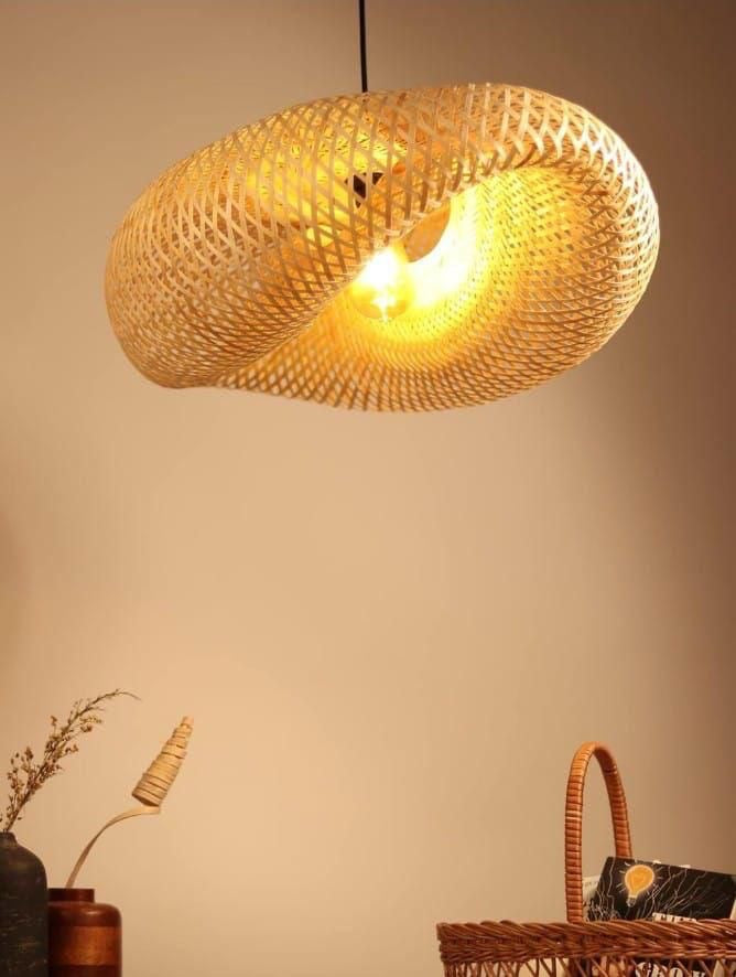 Woven rattan pendant light