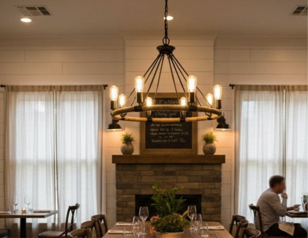 Round Rope and Iron Hanging Light.