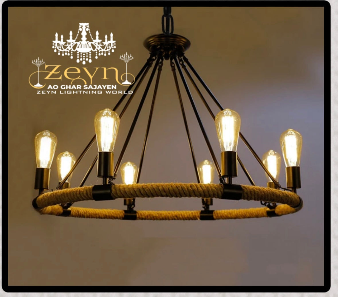 Round Rope and Iron Hanging Light.