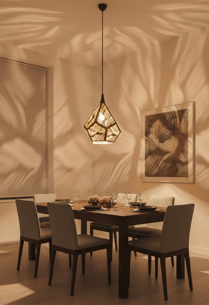 Geometric Patterned Pendant Light - Artistic Illumination & Mesmerizing Shadows