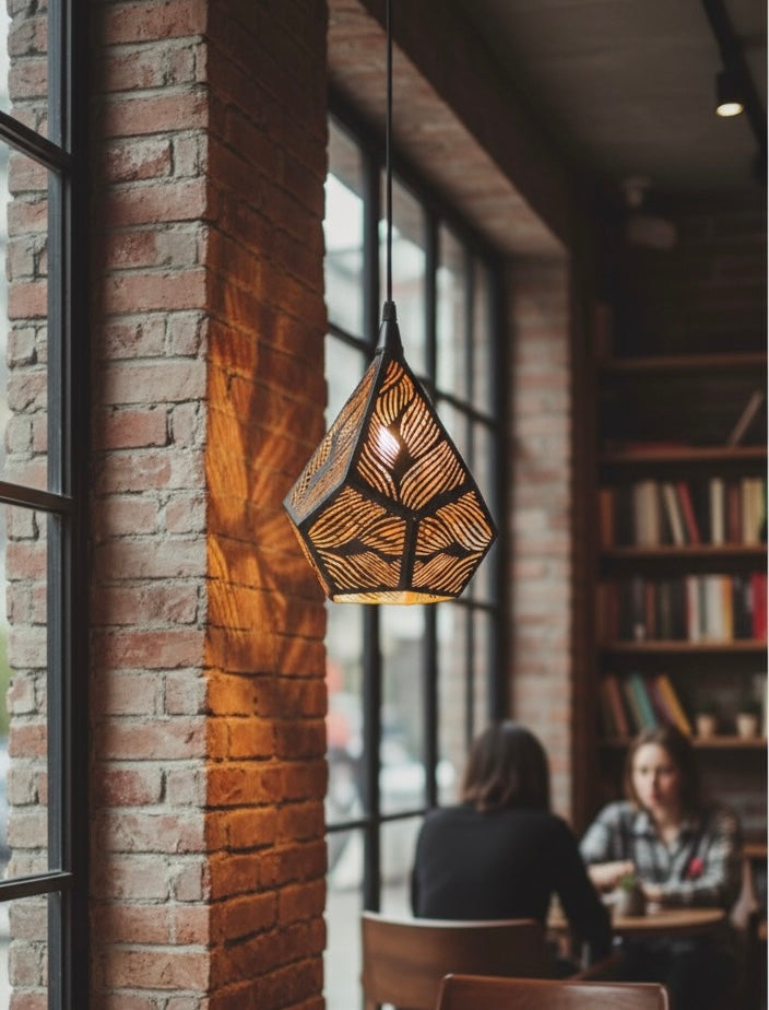 Geometric Patterned Pendant Light - Artistic Illumination & Mesmerizing Shadows