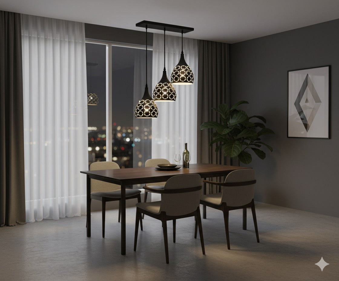 Patterned Drum Pendant Light